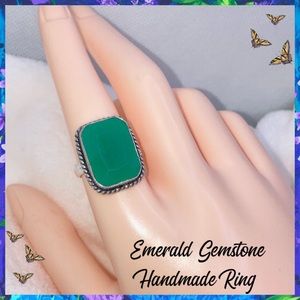 Emerald Gemstone Handmade Vintage Boho Ring